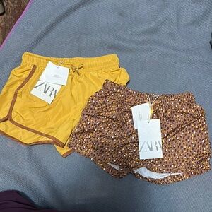 ZARA Boys Yellow and Brown Shorts Set
